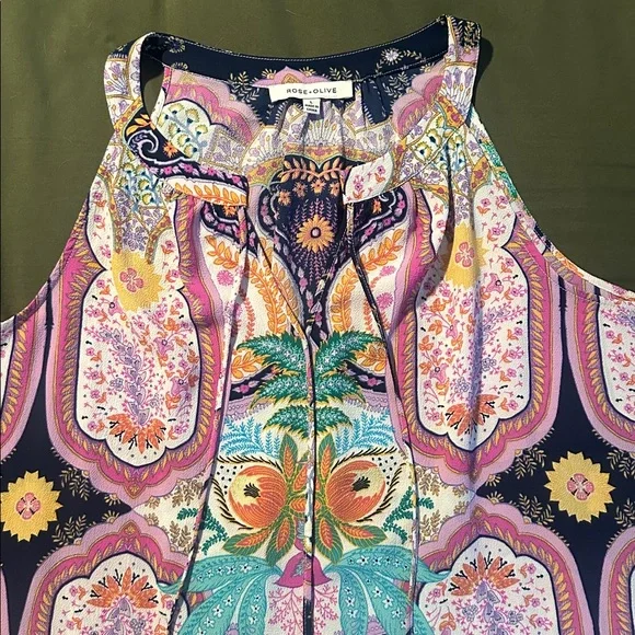 Rose & Olive Sleeveless Bohemian Tunic - Picture 2 of 7